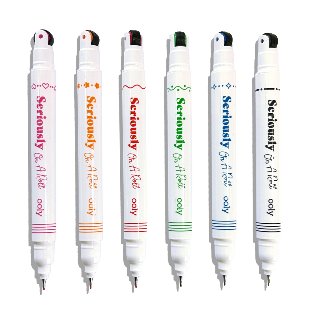 Ooly Seriously: On A Roll - Fine Tip & Roller Stamp Tip Markers (Set of 6)